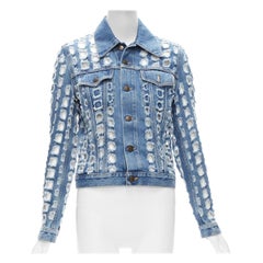 MAISON MARGIELA John Galliano Blaue Jacke aus Denim im Used-Look im Used-Look