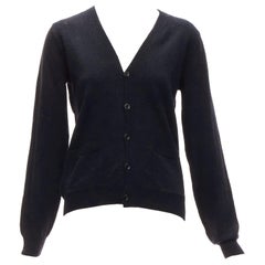 Dries van Noten, cardigan nero con bottoni in 100% lana merino, L.
