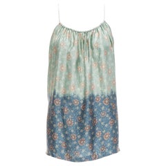 DRIES VAN NOTEN 100% silk green blue floral tie die slip vest top M