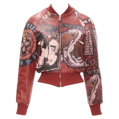 rare D&G DOLCE GABBANA Vintage 2001 Acid Rock rock leather bomber IT38 XS