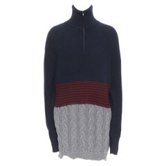 BALENCIAGA 2019 Runway 3 layered cable knit distressed oversized sweater M