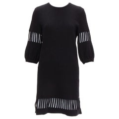 CHANEL 2017 black wool angora cut out silver lurex sweater dress FR38 M