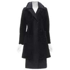 OLD Celine Manteau à couches de laine en agneau et shearling noir de Phoebe Philo FR34 XS