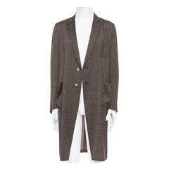 DRIES VAN NOTEN cappotto a vestaglia in viscosa di seta con stampa etnica geometrica marrone IT50 L.