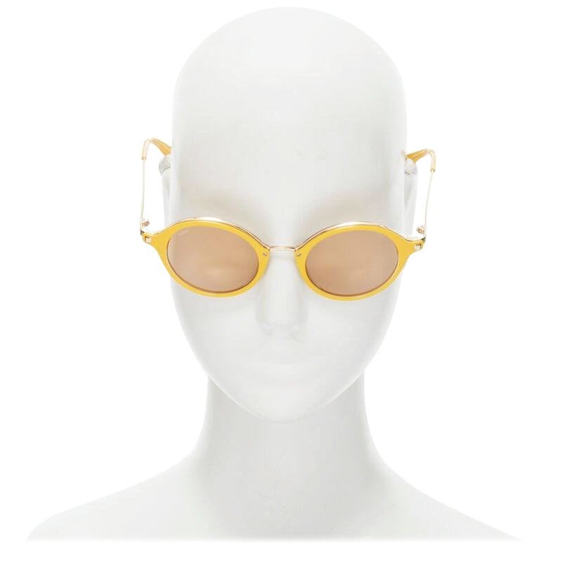 LOEWE SLW450 48 23 L03X yellow round frame brown tint sunglasses