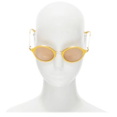 LOEWE SLW450 - Lunettes de soleil à monture ronde jaune et brun clair, 48 23 L03X