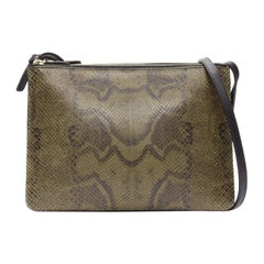 VECCHIA Celine Small Trio marrone in pelle squamata, borsa a tracolla staccabile