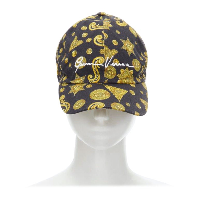 VERSACE Rodeo Barocco black gold Medusa print baseball dad cap 58cm M 7 1/4 For Sale