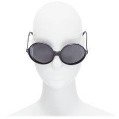 LINDA FARROW LFL671 Cat No.3 black round oversized bug eye sunglasses