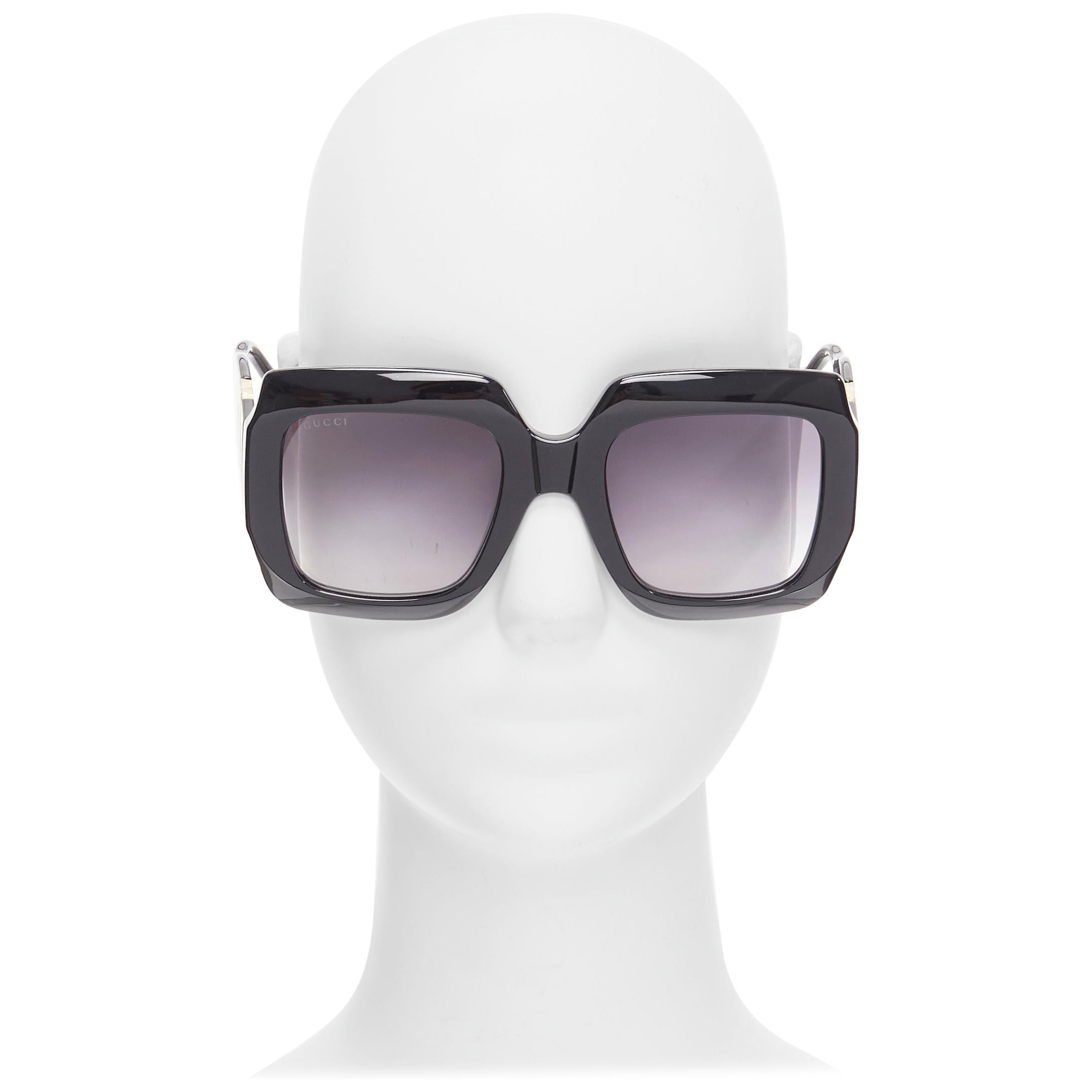 GUCCI Alessandro Michele GG1022S black gold GG logo oversized sunglasses For Sale