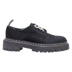 PROENZA SCHOULER black calfhair white topstitch creeper shoes EU38