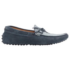 TOD'S Gommino navy suede white top dot sole driving loafers UK8 EU42