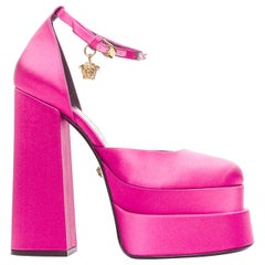 VERSACE Laufsteg Aevitas 155 rosa Satin gold Kristall Medusa Plattform EU38.5