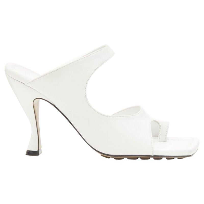 BOTTEGA VENETA Mule 90 optic white crunch lux leather square toe sandal EU36