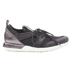 MONCLER black neoprene plastic caged metallic leather heel sports sneaker EU37
