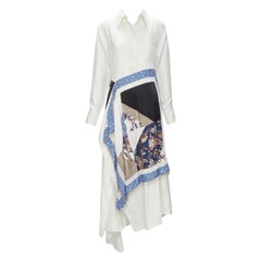 Robe portefeuille 3.1 Phillip Lim en soie blanche à imprimé oriental et chaîne métallique avec pompons, taille US 2