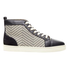 CHRISTIAN LOUBOUTIN Louis Orlato black white chevron high top sneaker EU43