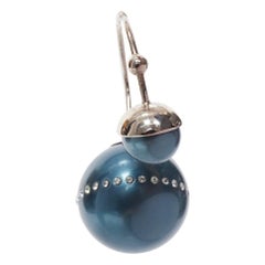 DIOR Tribales pealescent blau faux Perlen Kristall Orbital Pin Ohrringe Paar