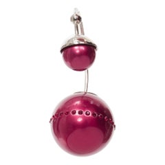 DIOR Tribales pealescent red faux pearls crystal orbital pin earrings Pair