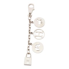 HERMES Palladium Breloque Olga Cadena lock H logo horse dog coin bag charm chain