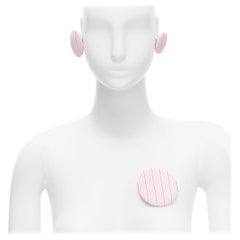 Pendientes redondos con insignias de tela a rayas rosas BALENCIAGA Set 3