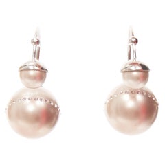 DIOR Tribales pealescent pink faux pearls crystal orbital pin earrings Pair
