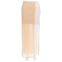 MAISON MARGIELA 2013 nude cream sheer layered asymmetric skirt IT38 XS