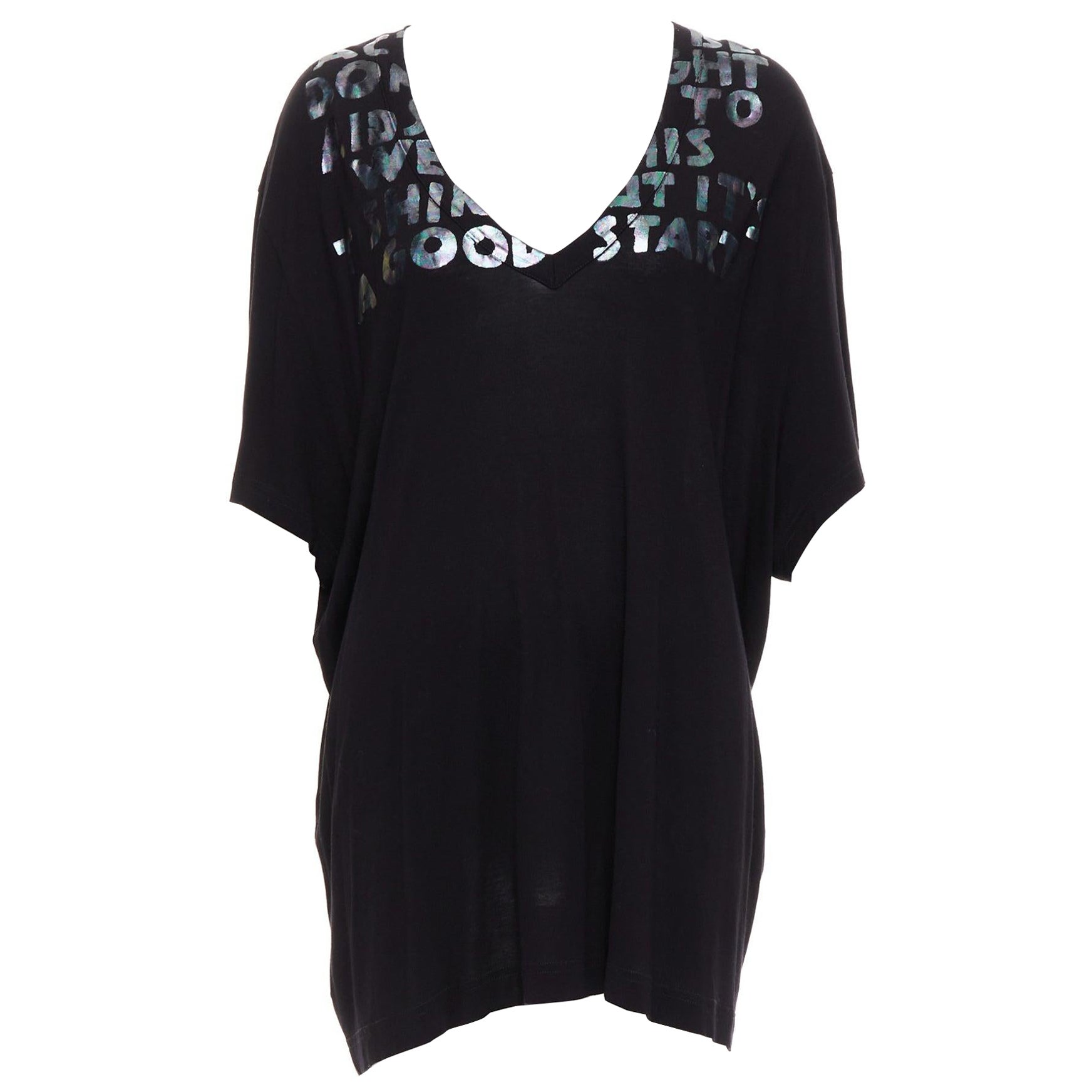 Martine MARGIELA MM6 AIDS argento olografico nero tunica top in vendita