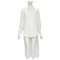 OLD CELINE Phoebe Philo cream viscose button detail back high low shirt FR36 S