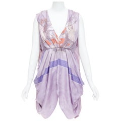 MCQ ALEXANDER MCQUEEN Vestido drapeado con estampado de cresta de lavanda 100% seda IT40 S