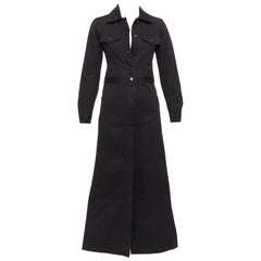 MAISON MARGIELA Line 6 Vintage black cotton carpenter midi dress IT38 XS