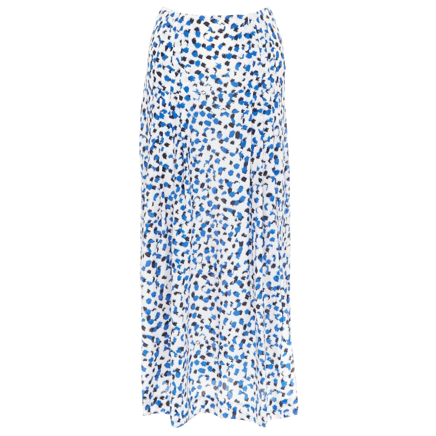 OSCAR DE LA RENTA 2014 100% soie bleu imprimé abstrait jupe midi US0 XS