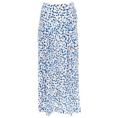 OSCAR DE LA RENTA 2014 100% soie bleu imprimé abstrait jupe midi US0 XS