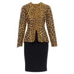 CHRISTIAN DIOR Vestido vintage años 90 bordado leopardo lúrex espalda transparente FR38 M