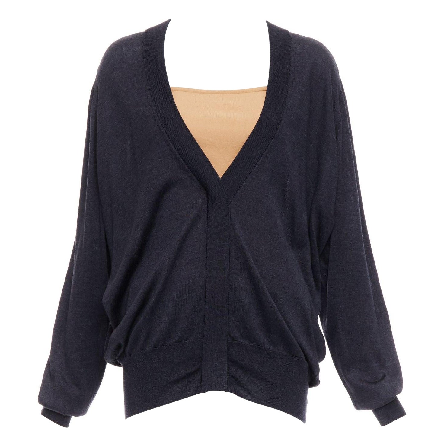 MAISON MARGIELA 2011 black nude silk blend layered deconstructed sweater XS