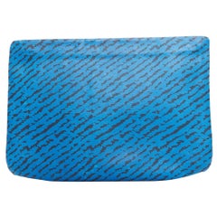 LANVIN blau schwarz abstrakt bedrucktes Leder Top Zip Beutel Clutch Tasche