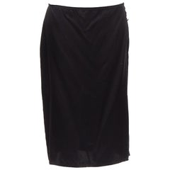 LANVIN 2004 100% Seide raw edge Stoff Midirock mit niedriger Taille und Knopfleiste  FR38 M