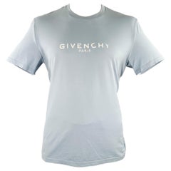 GIVENCHY Size XL Blue Cotton Logo Crew Neck T-shirt
