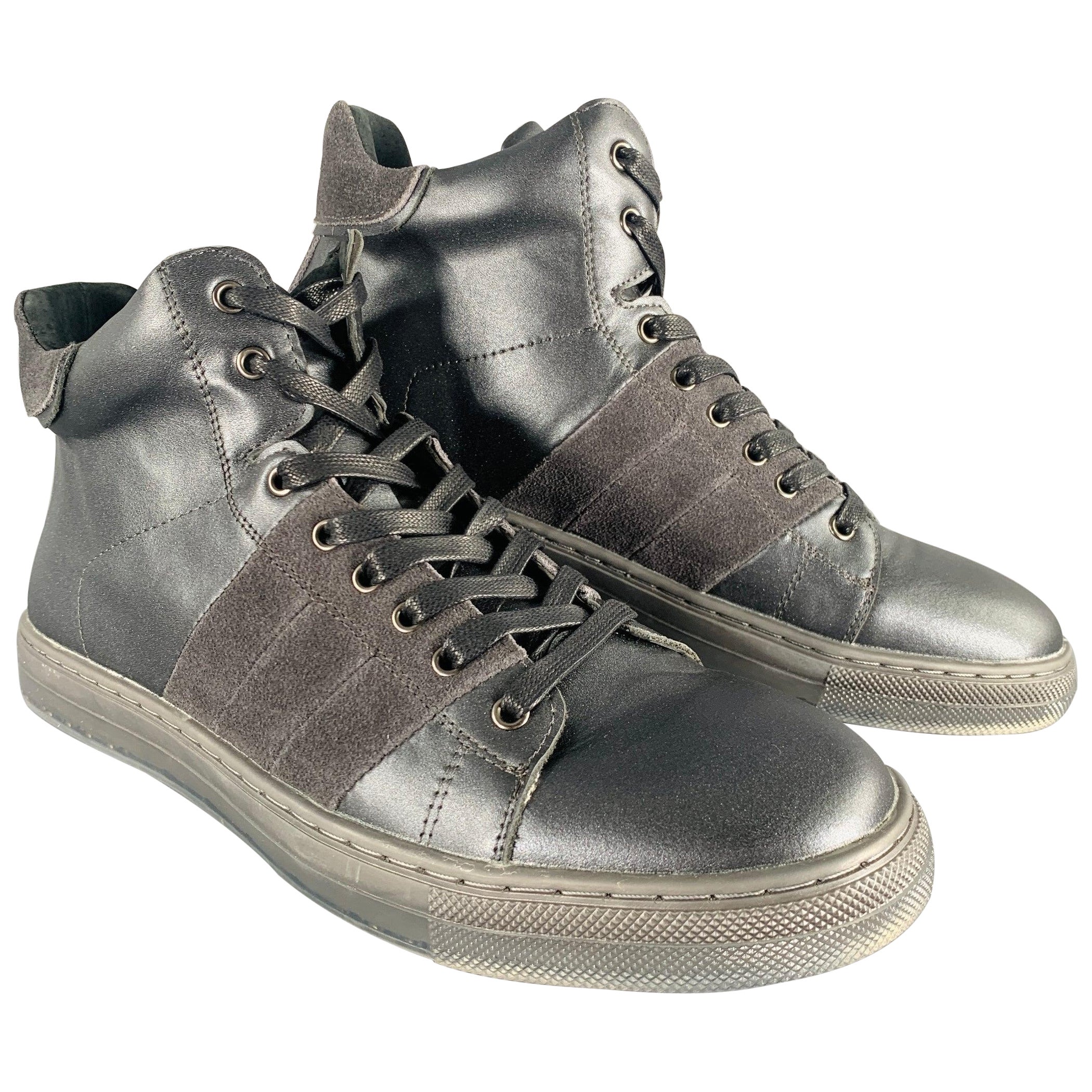 BADGLEY MISCHKA Size 10 Teddy Black Leather Sneakers For Sale