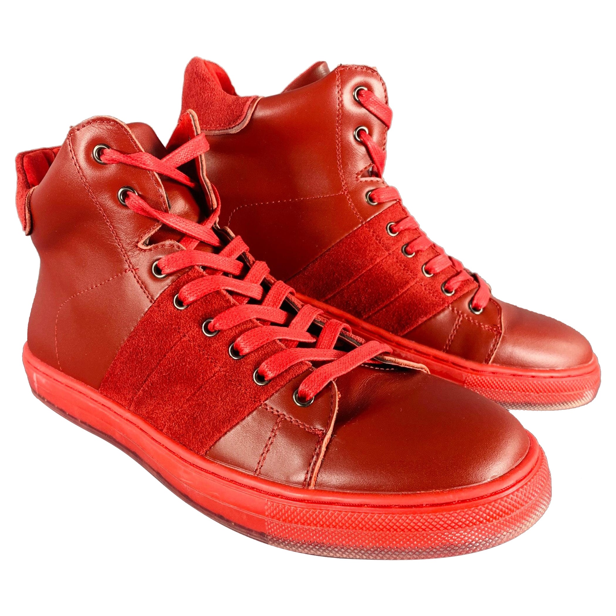 BADGLEY MISCHKA Size 10 Teddy Red Leather High Top Sneakers