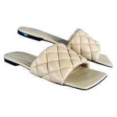BOTTEGA VENETA Size 10 Tan Leather Padded Quilted Sandals