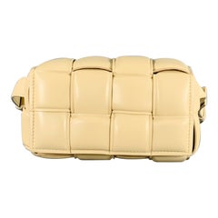 BOTTEGA VENETA Mini Cassette Tan Woven Leather Waist Bag