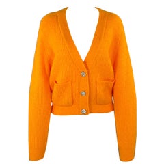 Ganni Taglia S Cardigan in maglia arancione in misto alpaca con strass