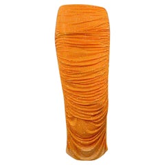 SELF-PORTRAIT Size 4 Hotfix Orange Silver Mesh Rhinestones Elastic Waistband Skirt