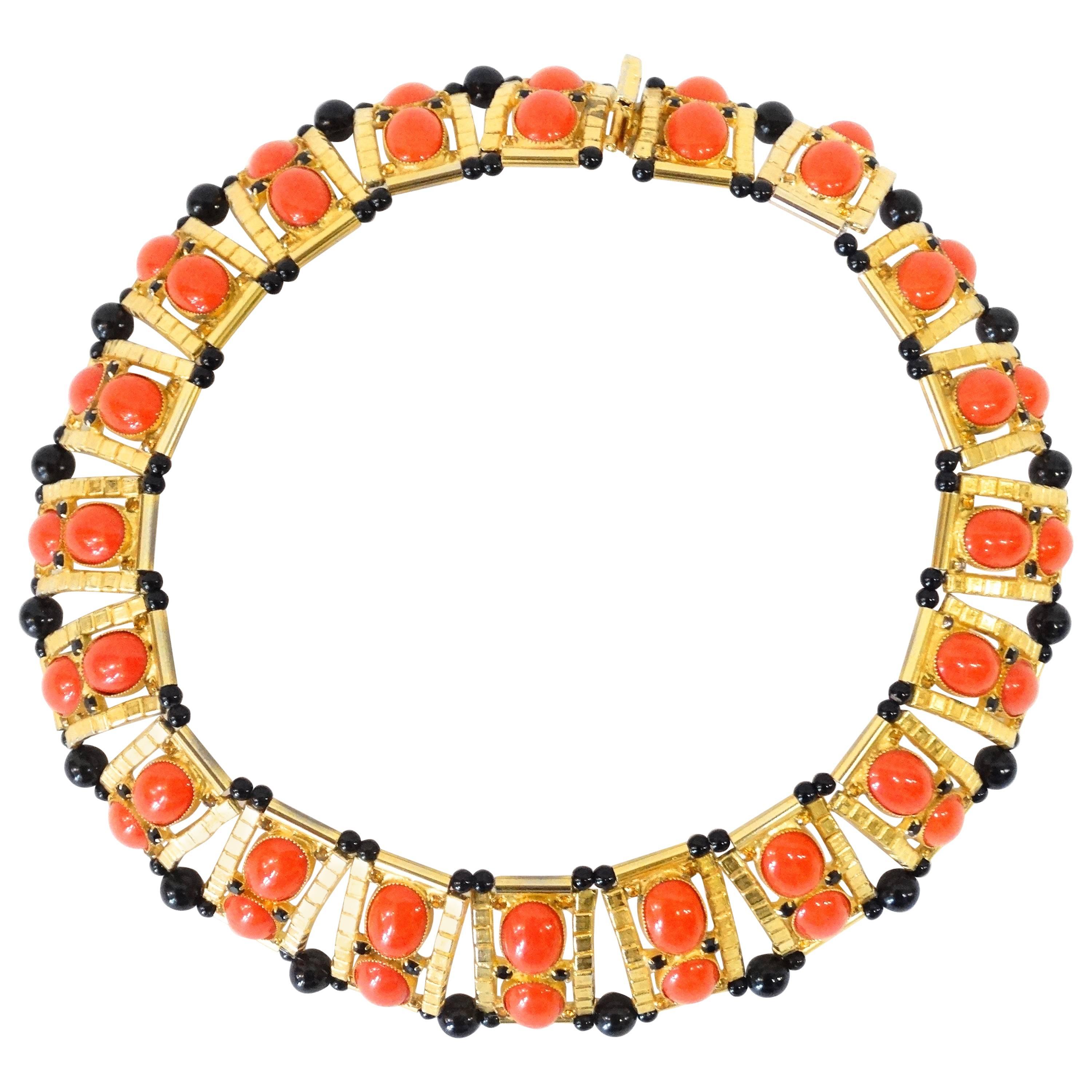1974 William de Lillo Egyptian Revival Collar Necklace 
