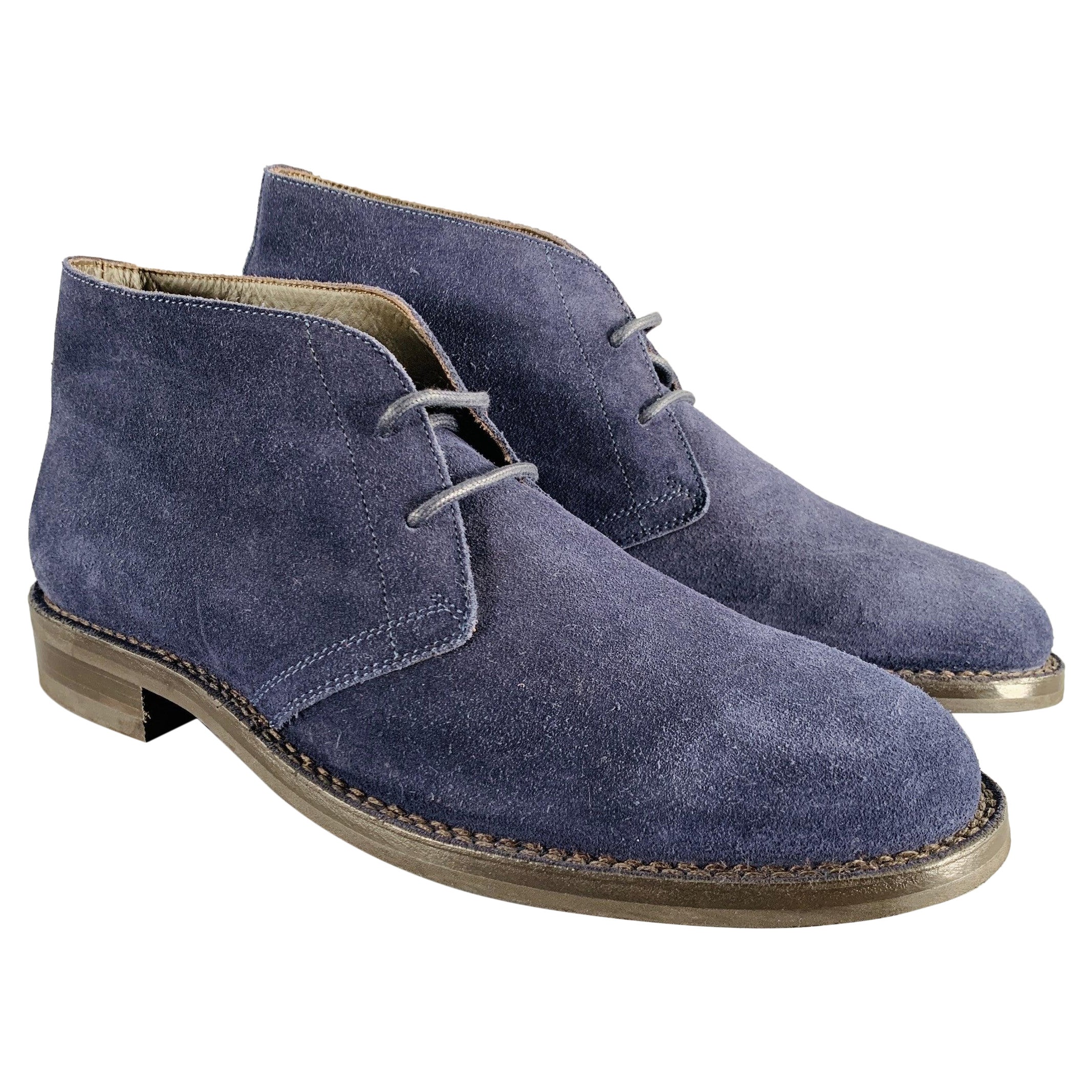 BELSTAFF Size 12 Navy Suede Leather Lace-Up Boots