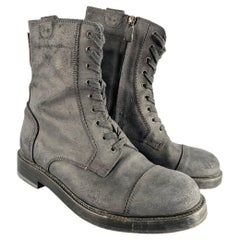 PAUL ANDREW Size 10 Black Nubuck Leather Side Zipper Boots