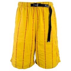 KAPITAL Größe M Gelb Orange Gestreift Baumwolle Leinen Kordelzug Shorts