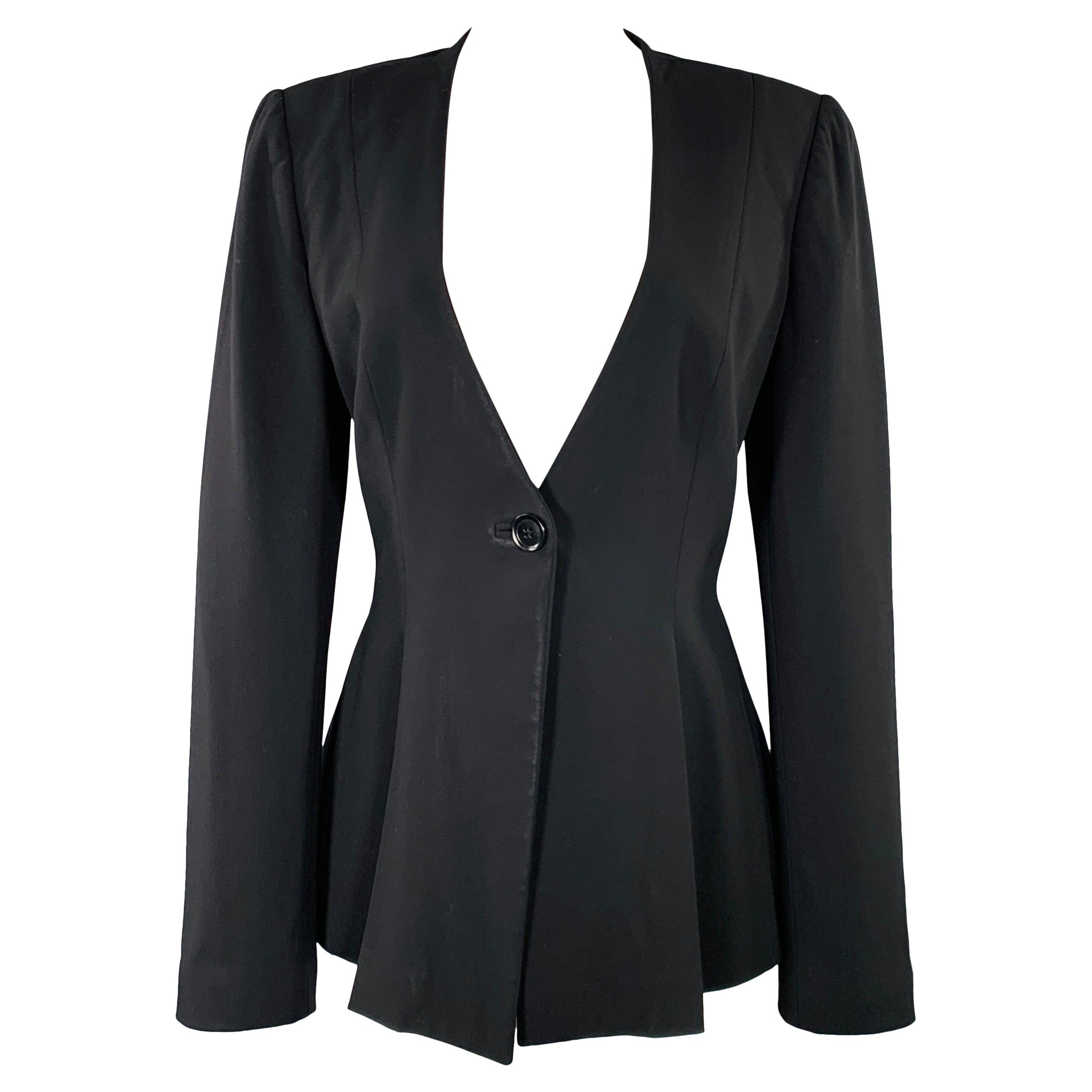 GIORGIO ARMANI Giacca Blazer in misto lana nera Taglia 6