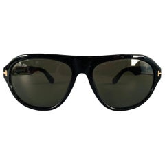 TOM FORD Ivan Black Acetate Teardrop Sunglasses